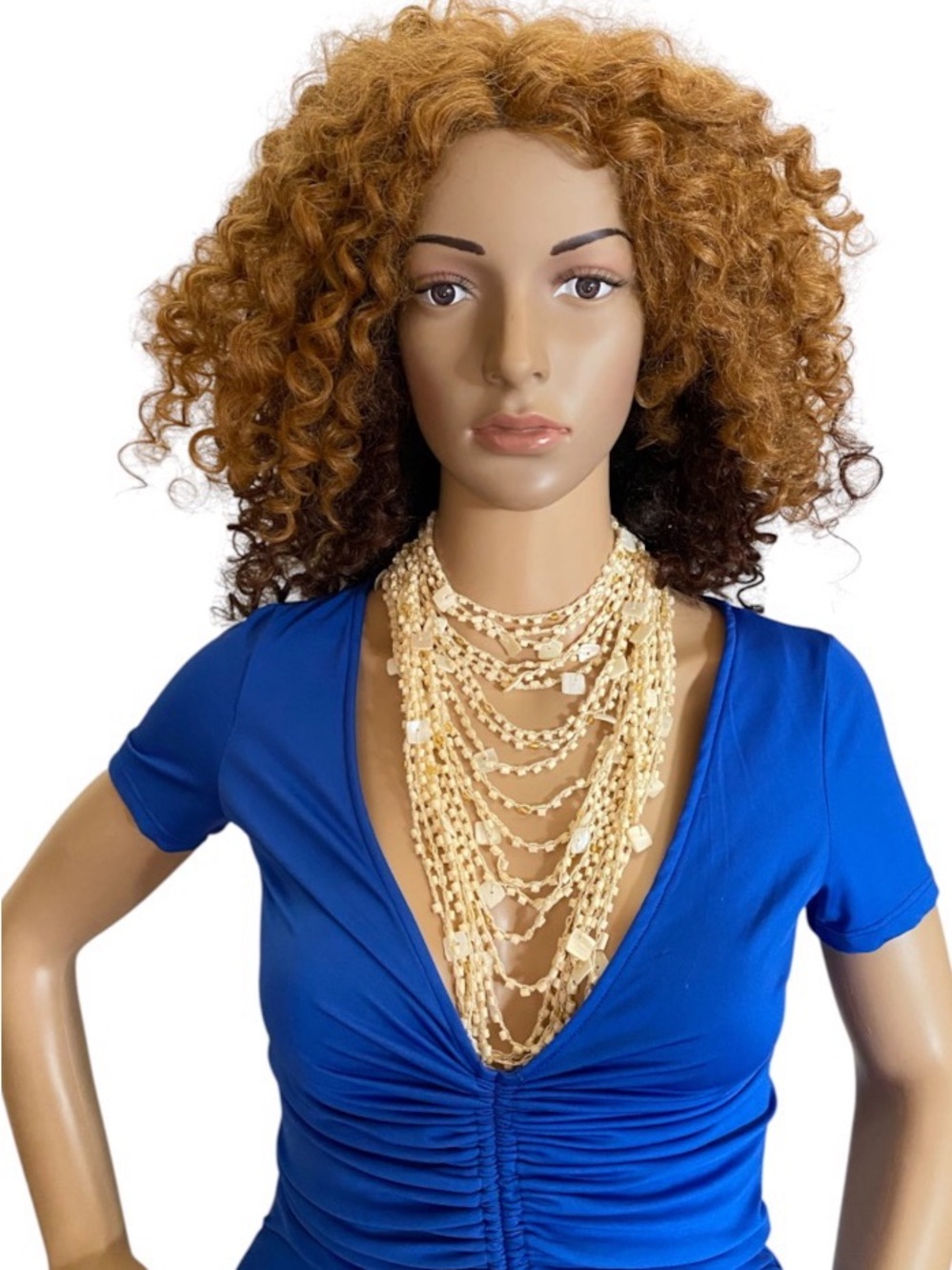 Zara women’s beaded glass and shell waterfall necklace